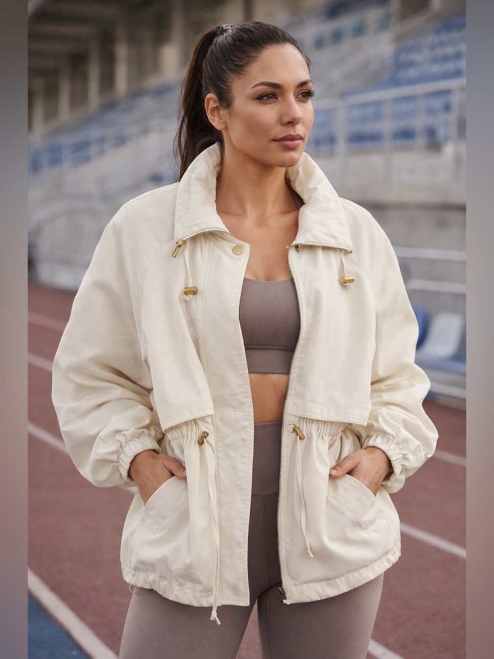Vintage 90s sports jacket coat ivory white